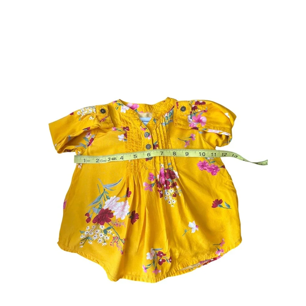 Old Navy Toddler Girls Yellow Floral Boho Tunic Top 12-18M Long Sleeve